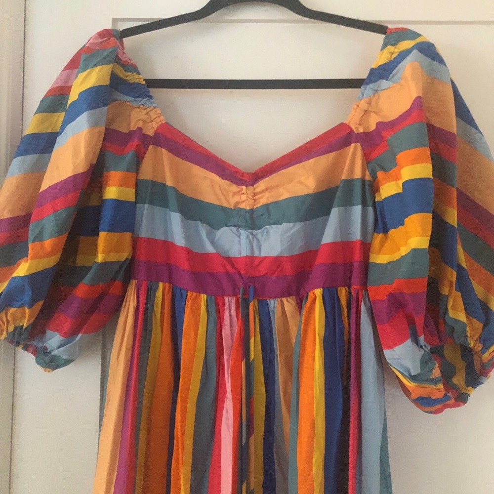Farm Rio Striped scarf maxi dress